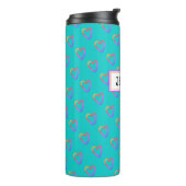 Niedlich Girly Turquoise Farbiges Herzmuster Name Thermosbecher (Nach links gedreht)