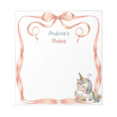 Niedlich Girly Unicorn Personalisiert Notepad Notizblock (Vorderseite)