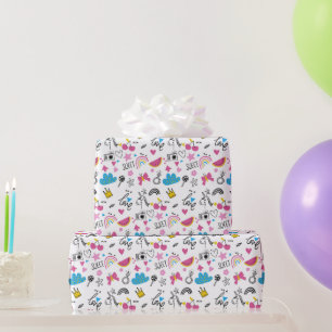 Niedlich Girly Unicorn Rainbow Hearts Whimsical Geschenkpapier