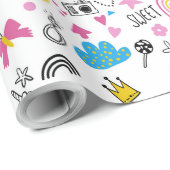 Niedlich Girly Unicorn Rainbow Hearts Whimsical Geschenkpapier (Rolleneckpunkt)