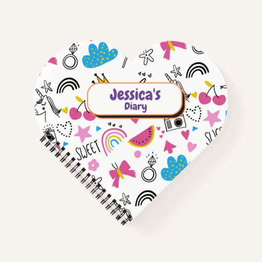 Niedlich Girly Unicorn Stars Rainbow Fun Vorname N Notizblock (Vorderseite)