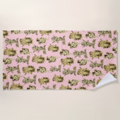 Niedlich Girly Vintag Baby Cupid Angels Pink Strandtuch (Vorderseite)