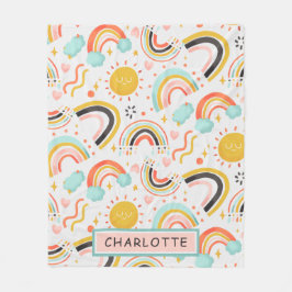Niedlich Girly Whimsical Colorful Rainbow Herzname Fleecedecke