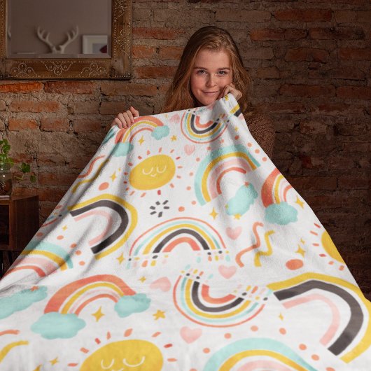 Niedlich Girly Whimsical Colorful Rainbow Herzname Fleecedecke