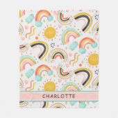 Niedlich Girly Whimsical Colorful Rainbow Herzname Fleecedecke (Vorderseite)