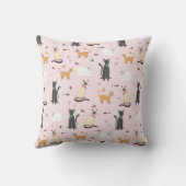 Niedlich Girty Kitty Cat Muster Monogram Name Kids Kissen (Rückseite)