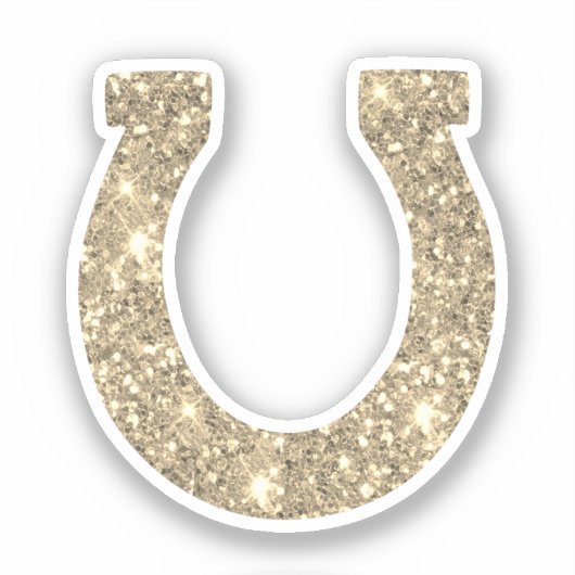 Niedlich Glam Girly Gold Glitzer Horseshoe Aufkleber (Vorderseite)