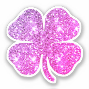 Niedlich Glam Girly Hot Pink Glitzer Lucky Clover Aufkleber