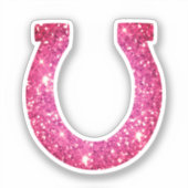 Niedlich Glam Girly Pink Glitzer Horseshoe Aufkleber (Vorderseite)