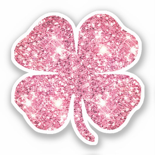 Niedlich Glam Girly Pink Glitzer Lucky Clover Aufkleber (Vorderseite)