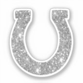 Niedlich Glam Girly Silver Glitzer Horseshoe Aufkleber (Vorderseite)