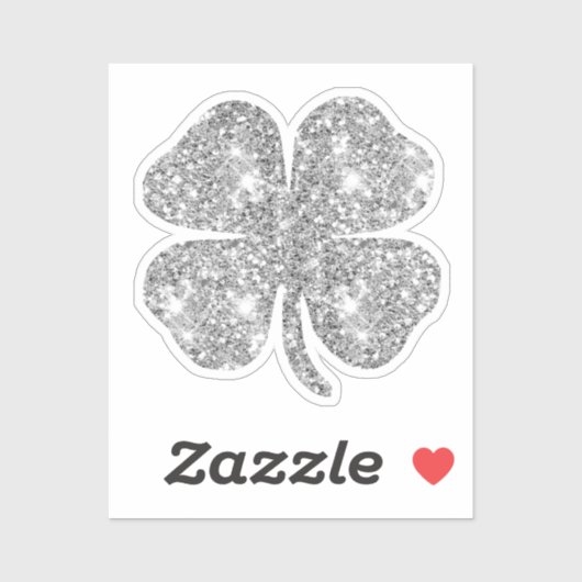 Niedlich Glam Girly Silver Glitzer Lucky Clover Aufkleber (Blatt)