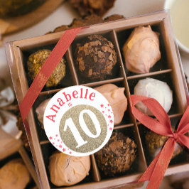 Niedlich Glam Gold Glitzer Age Circle Red Party St Runder Aufkleber