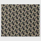 Niedlich Glam Horseshoe Gold Black Glitzer Geschenkpapier (Flach)