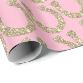 Niedlich Glam Horseshoe Gold Pink Glitzer Geschenkpapier (Rolleneckpunkt)