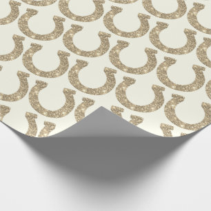 Niedlich Glam Horseshoe Gold Weißer Glitzer Geschenkpapier
