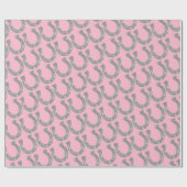 Niedlich Glam Horseshoe Silver Pink Glitzer Geschenkpapier (Flach)