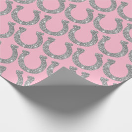 Niedlich Glam Horseshoe Silver Pink Glitzer Geschenkpapier