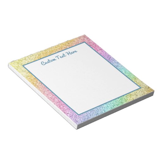 Niedlich Glam Rainbow Glitzer Personalisiert Notizblock (angewinkelt)