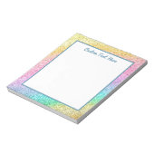 Niedlich Glam Rainbow Glitzer Personalisiert Notizblock (Rotiert)