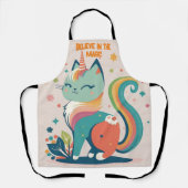 Niedlich "Glaube an die Magie" Kitten-Unicorn Schürze (Vorderseite)