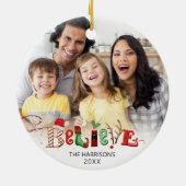 Niedlich GLAUBEN Weihnachtsgeist Typografie 2 Foto Keramik Ornament (Hinten)