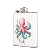 Niedlich Glitterie Octopus Custom Monogram Flachmann (Links)