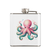 Niedlich Glitterie Octopus Custom Monogram Flachmann (Rückseite)