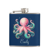 Niedlich Glitterie Octopus Custom Monogram Flachmann (Vorderseite)