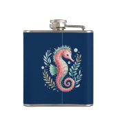 Niedlich Glitterie Seepferd Custom Monogram Flachmann (Rückseite)