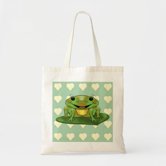 Niedlich & glücklich Frog Budget Tote Bag Tragetasche (Vorne)