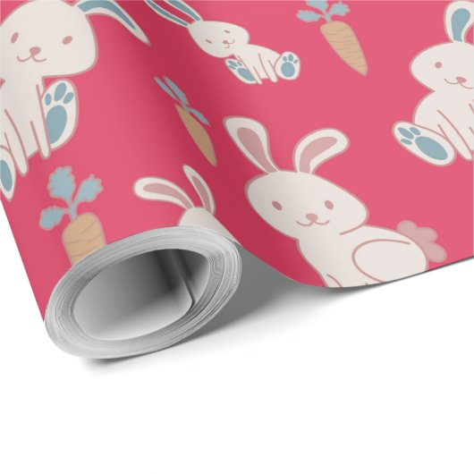 Niedlich & glücklich OsterBunnies Rot Geschenkpapier (Rolleneckpunkt)