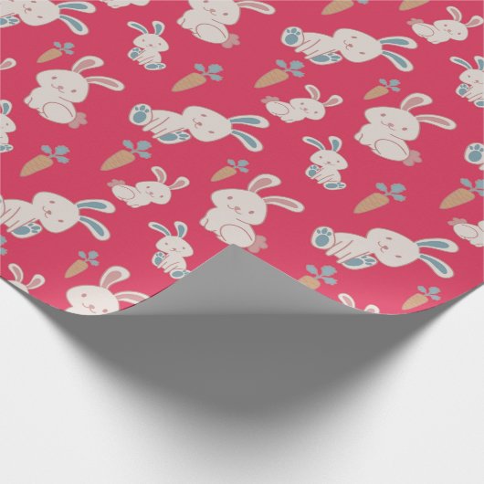 Niedlich & glücklich OsterBunnies Rot Geschenkpapier (Ecke)