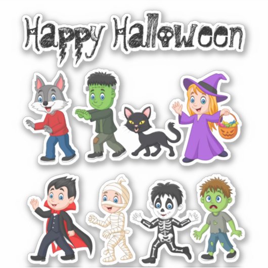 Niedlich glückliche Halloween-Spaß Icons Trick ode Aufkleber (Vorderseite)
