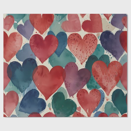 Niedlich glückliche Herzen Geschenkpapier (Flach)