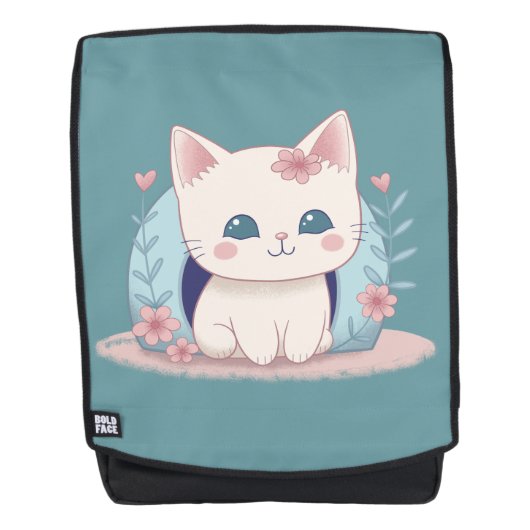 Niedlich glückliche Kitty mit einer Zuhause Rucksack (Vorderseite)