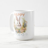 Niedlich glückliche Ostern mit Bunny & Floral Kran Kaffeetasse (Vorderseite Links)