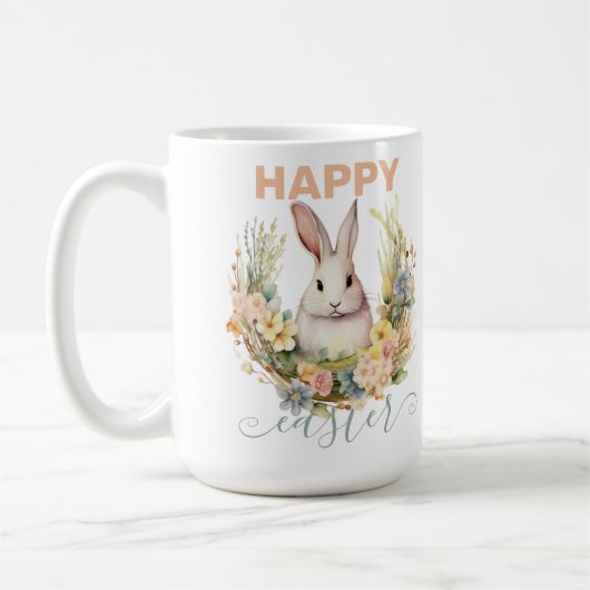 Niedlich glückliche Ostern mit Bunny & Floral Kran Kaffeetasse (Links)