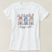 Niedlich glückliche Ostern, Pastel Bunnies & Flora T-Shirt (Design vorne)