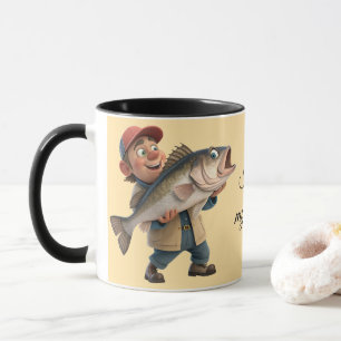 Niedlich/glücklicher Fischer mit einem Big Fish Ma Tasse