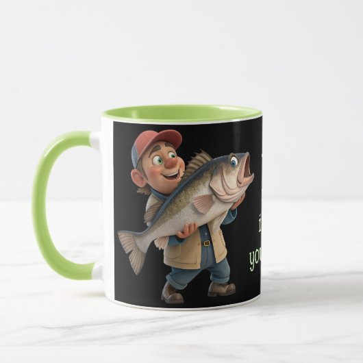 Niedlich/glücklicher Fischer mit einem Big Fish Ma Tasse (Links)