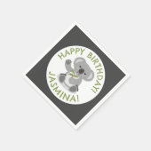Niedlich glücklicher Koala personalisierter Cartoo Serviette (Ecke)