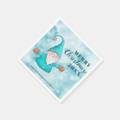 Niedlich Gnome Aquamarin Blue Coastal Frohe Weihna Serviette (Ecke)