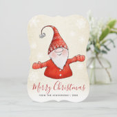 Niedlich Gnome Beige Red Frohe Weihnachten (Stehend Vorderseite)