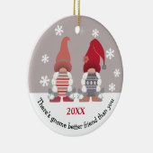 Niedlich Gnome Better Friend Red Pink Grau White Keramik Ornament (Rechts)