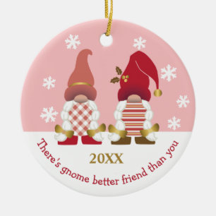 Niedlich Gnome Better Friends Gold Pink White Ging Keramik Ornament