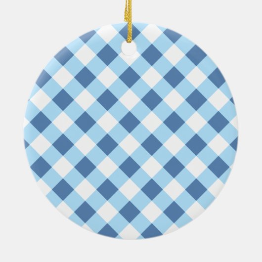 Niedlich Gnome Better Sister Gold Blue Gingham Keramik Ornament (Hinten)
