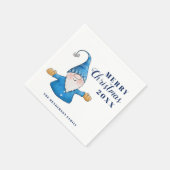 Niedlich Gnome Blue Frohe Weihnachten Serviette (Ecke)