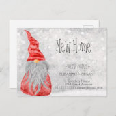 Niedlich Gnome, Bokeh Feiertage - Neue Adresse Ankündigungspostkarte (Vorne/Hinten)