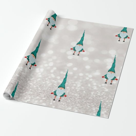 Niedlich Gnome Bokeh Holiday Geschenkpapier (Ungerollt)